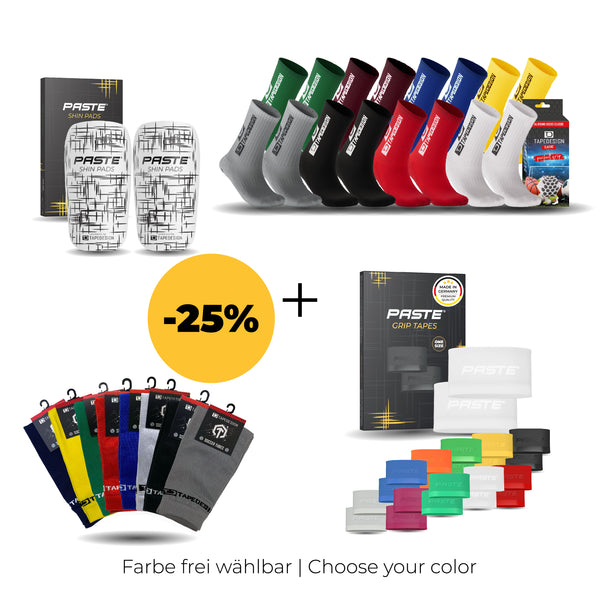 Set TAPEDESIGN x PASTE - Calze classiche, parastinchi, tubi, nastri di aderenza