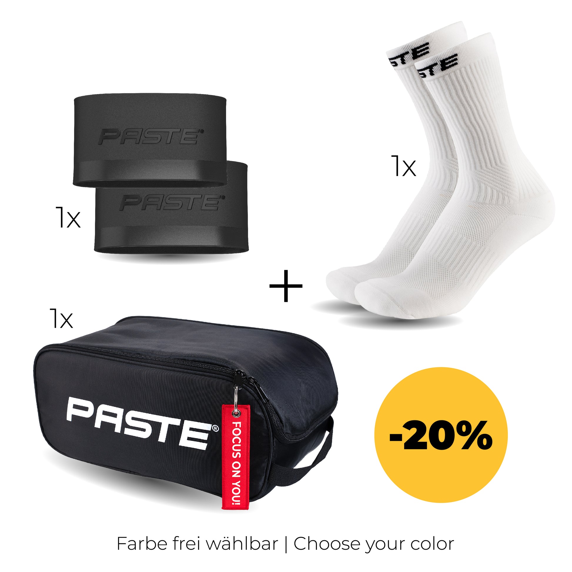 Set PASTE - Calcetines de alto rendimiento, cintas de agarre, bolsa para zapatillas