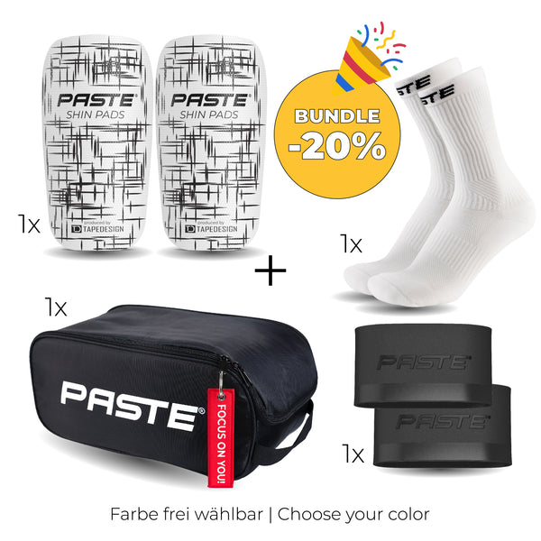 PASTE Set – Performance Socks, Grip Tapes, Schienbeinschoner, Schuhtasche