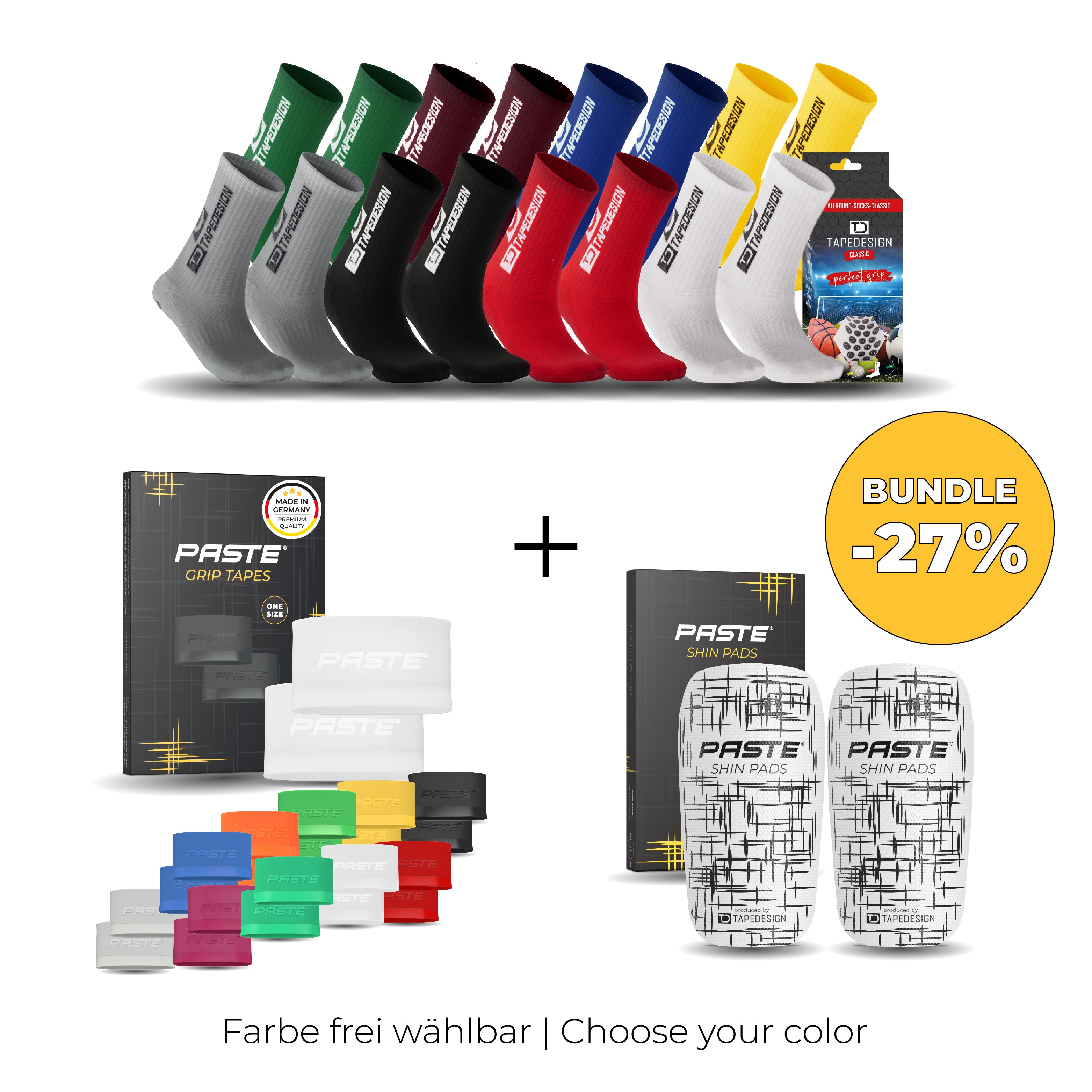 TAPEDESIGN x PASTE Set Classic Socks, Shin Pads, Grip Tapes PASTE®