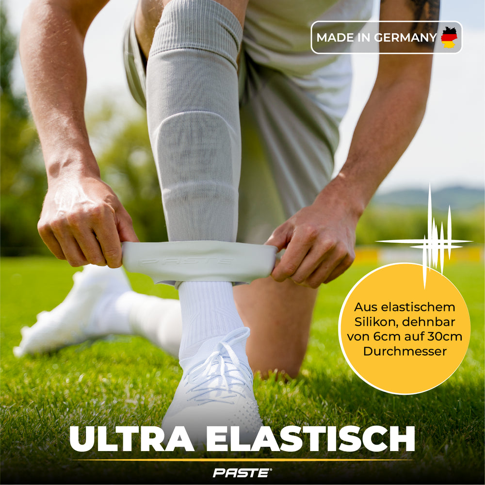 PASTE® Sujeta espinilleras de silicona de fútbol para hombres - Gris
