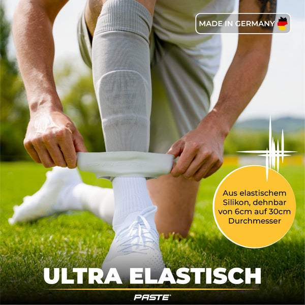 PASTE® Sujeta espinilleras de silicona de fútbol para hombres - Gris