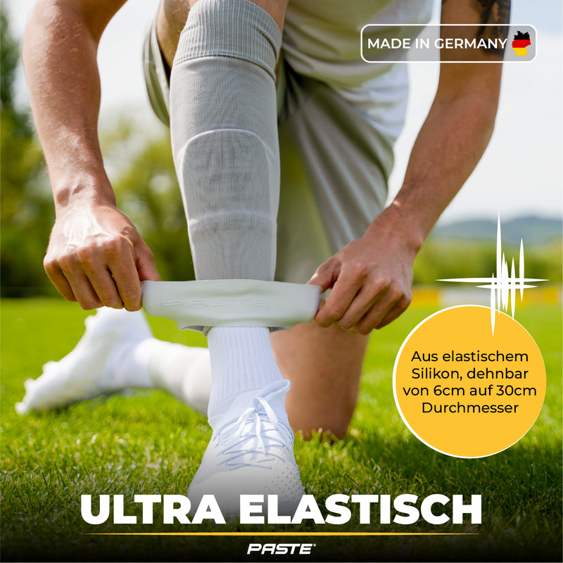 PASTE® Sujeta espinilleras de silicona de fútbol para hombres - Gris