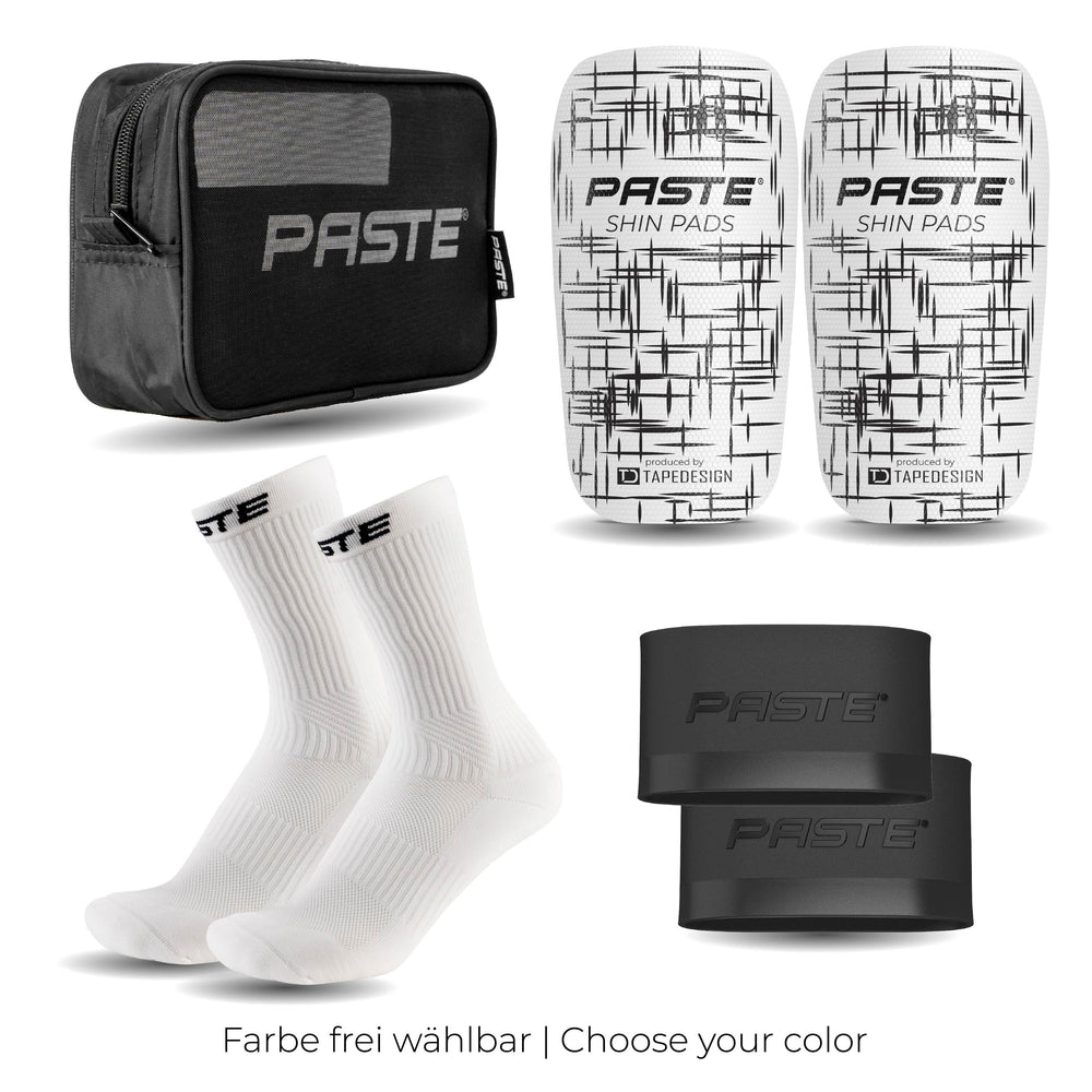 PASTE-sæt - Performance-strømper, grebsbånd, skinnebensbeskyttere CUSTOM, opbevaringstaske
